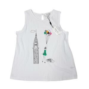 Milly NYC Girls Graphic Sleeveless Top Size 14‎ White NWT